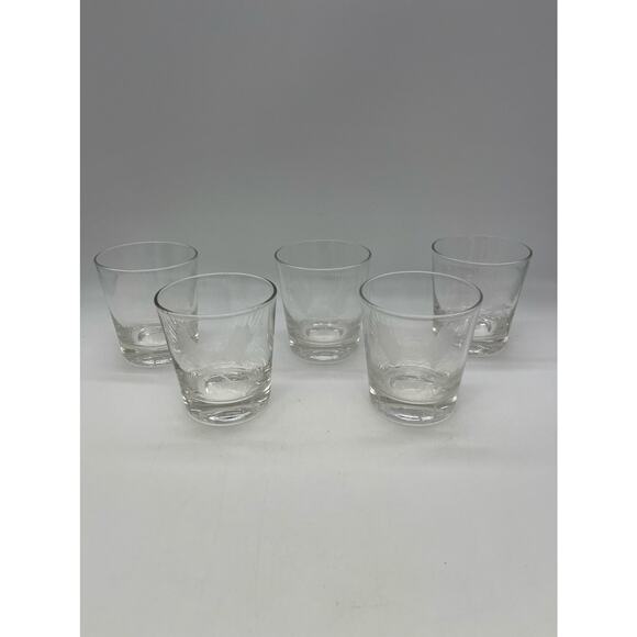 5 Double Wheat Etched Rocks Glasses Set of 5 - Picture 1 of 1